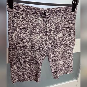 Greyson Men's Flat Front Shorts in White and Purple Toile Print